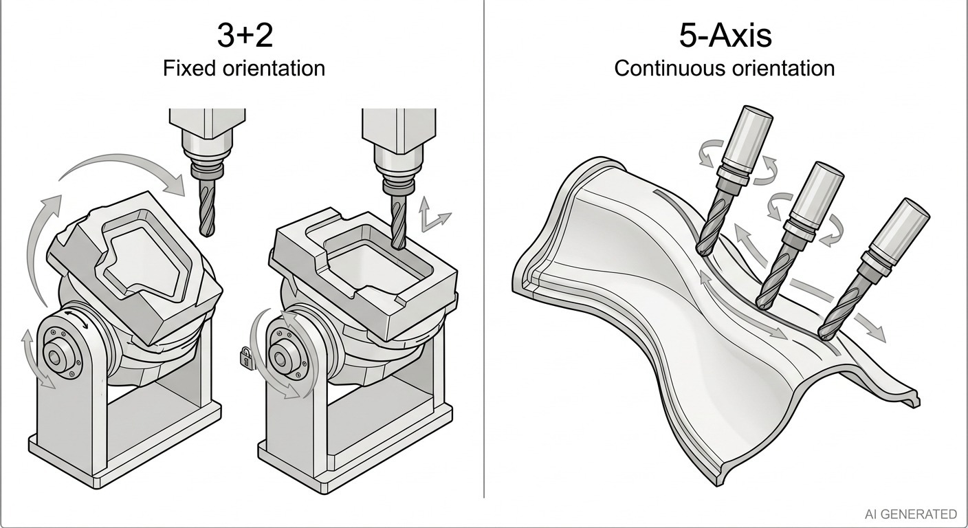 3+2 positional machining and simultaneous 5 axis machining