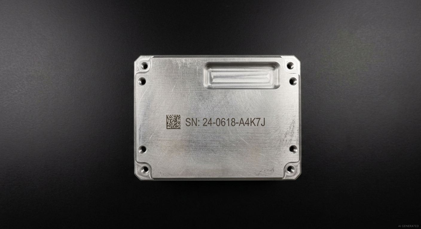 Aluminum enclosure with a laser marked serial number