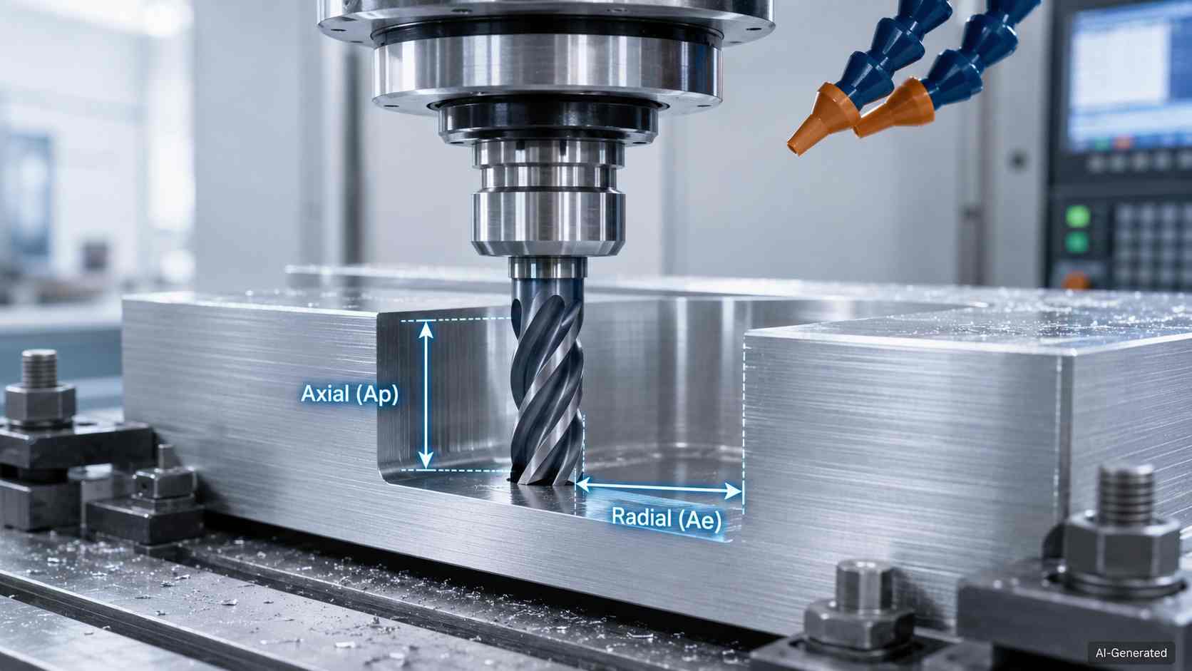 Axial and radial depth of cut in CNC milling