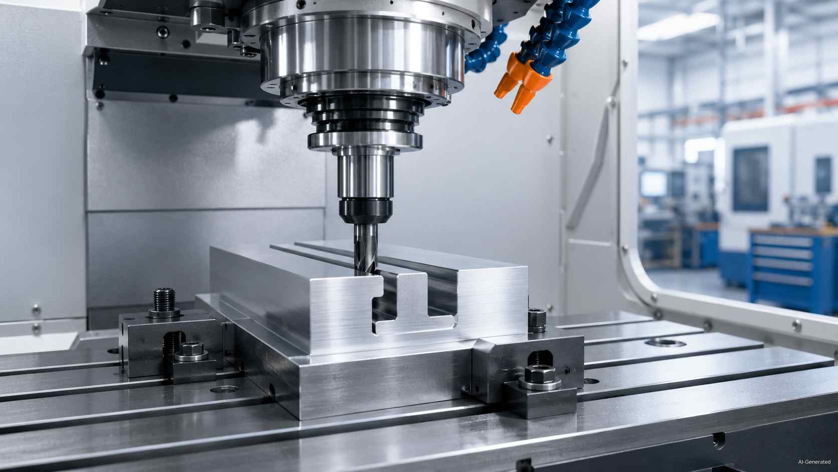 CNC T slot milling cutter machining metal workpiece