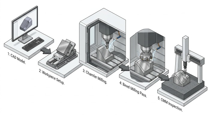 CNC angle milling process workflow diagram