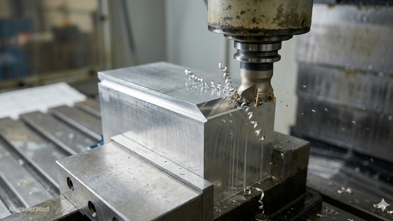 CNC chamfer milling on a machined edge