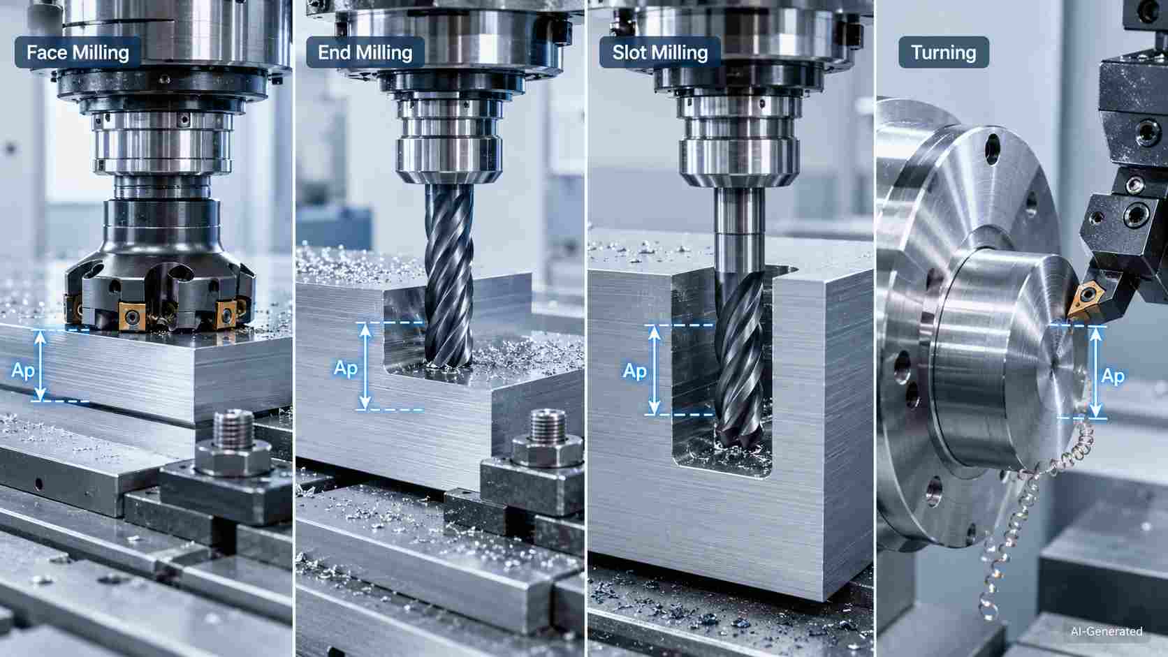 CNC depth of cut across milling and turning operations