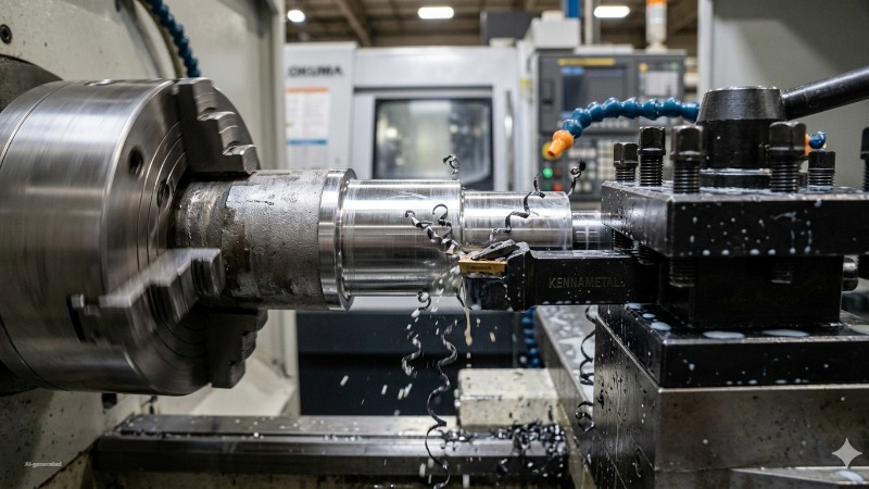 CNC lathe machining stepped steel shaft