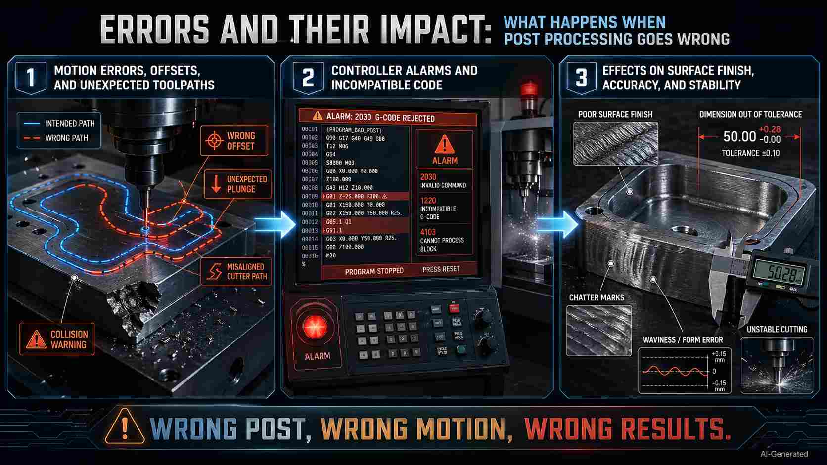 CNC post processing errors and impacts