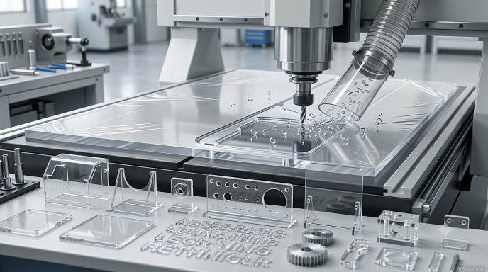 CNC router cutting plexiglass sheet