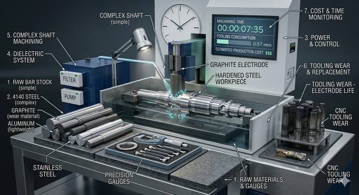 CNC shaft machining setup illustrating factors