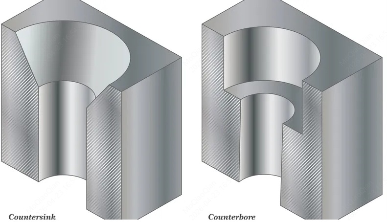 Comparison of countersink hole and counterbore hole