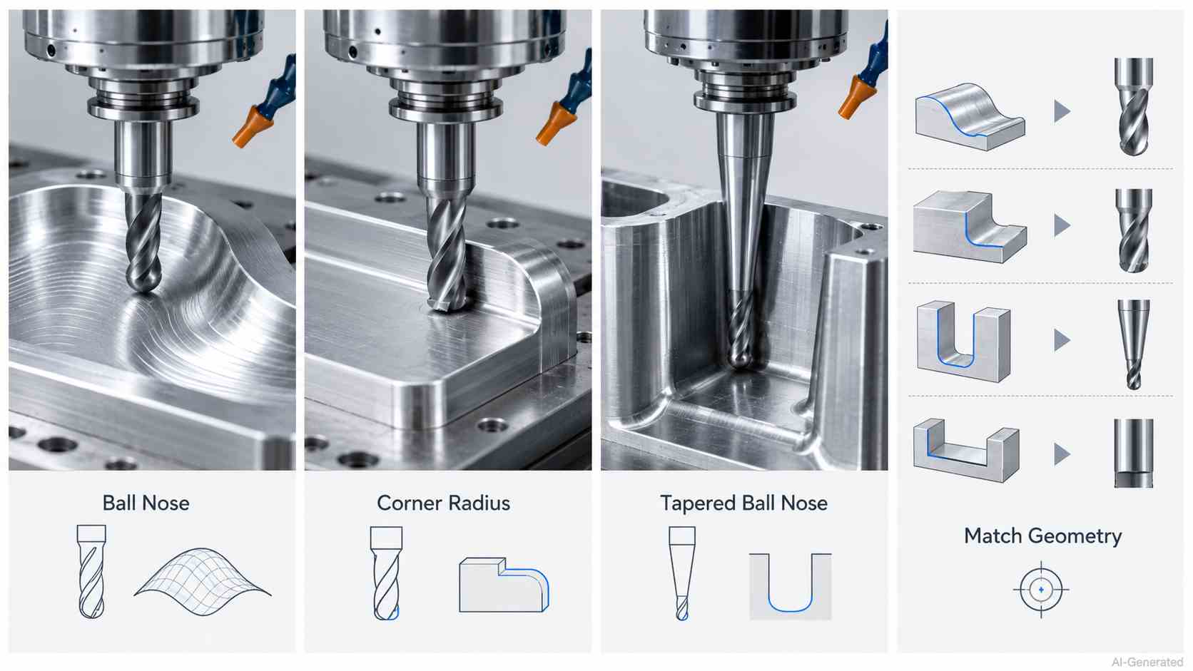 Contour milling cutters matched to surface geometry