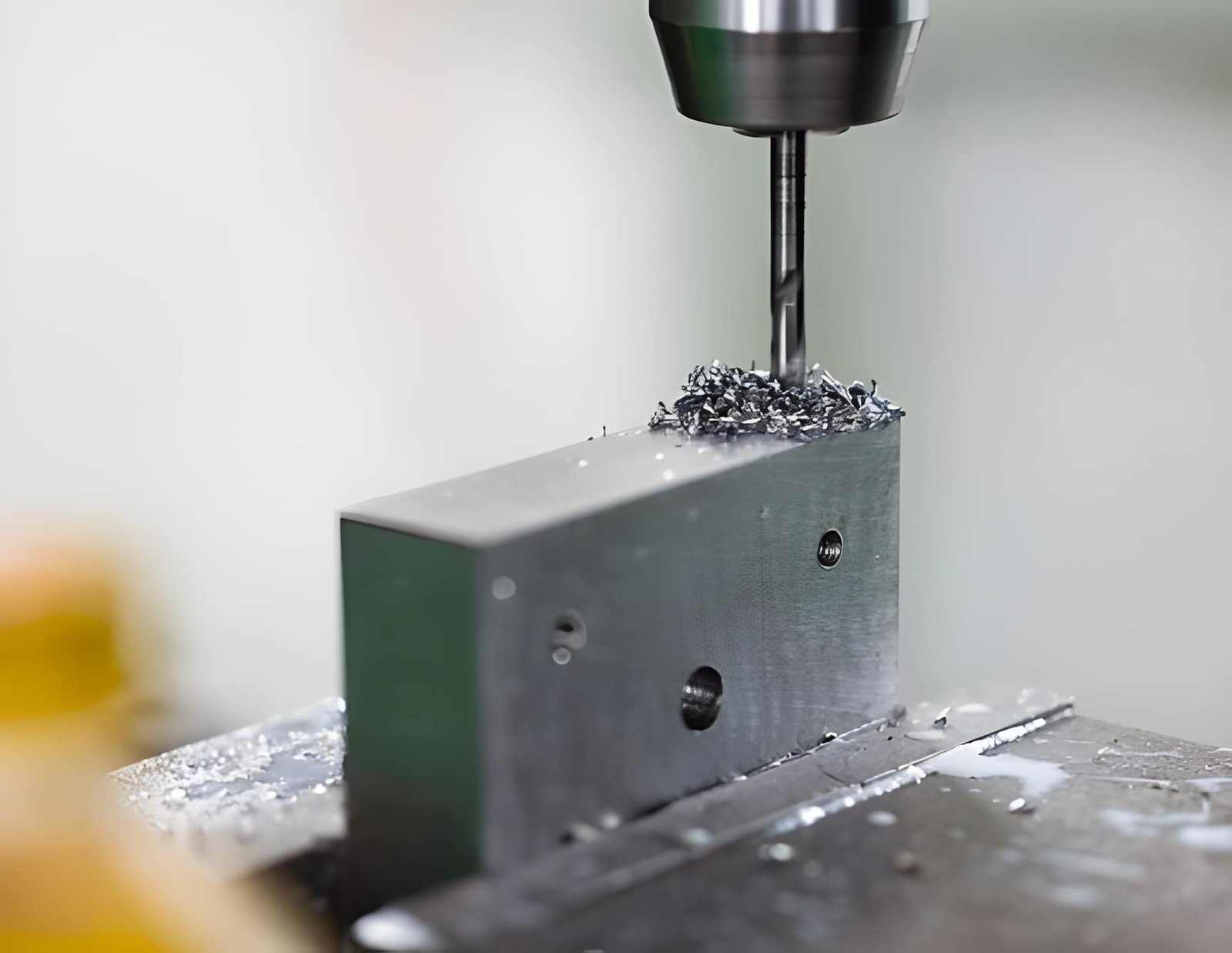 Conventional drilling a metal hole