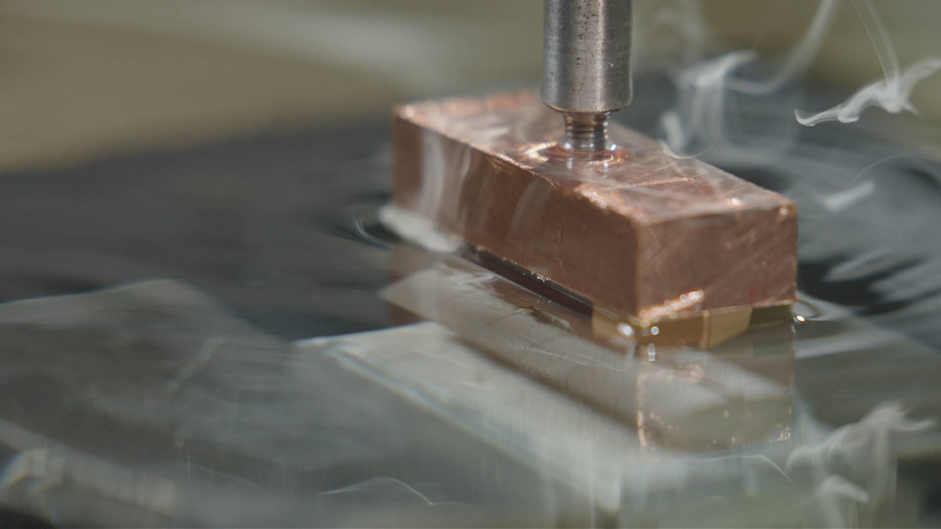 Copper electrode during sinker EDM machining