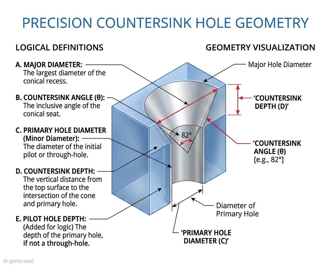 Diagram explaining countersink hole