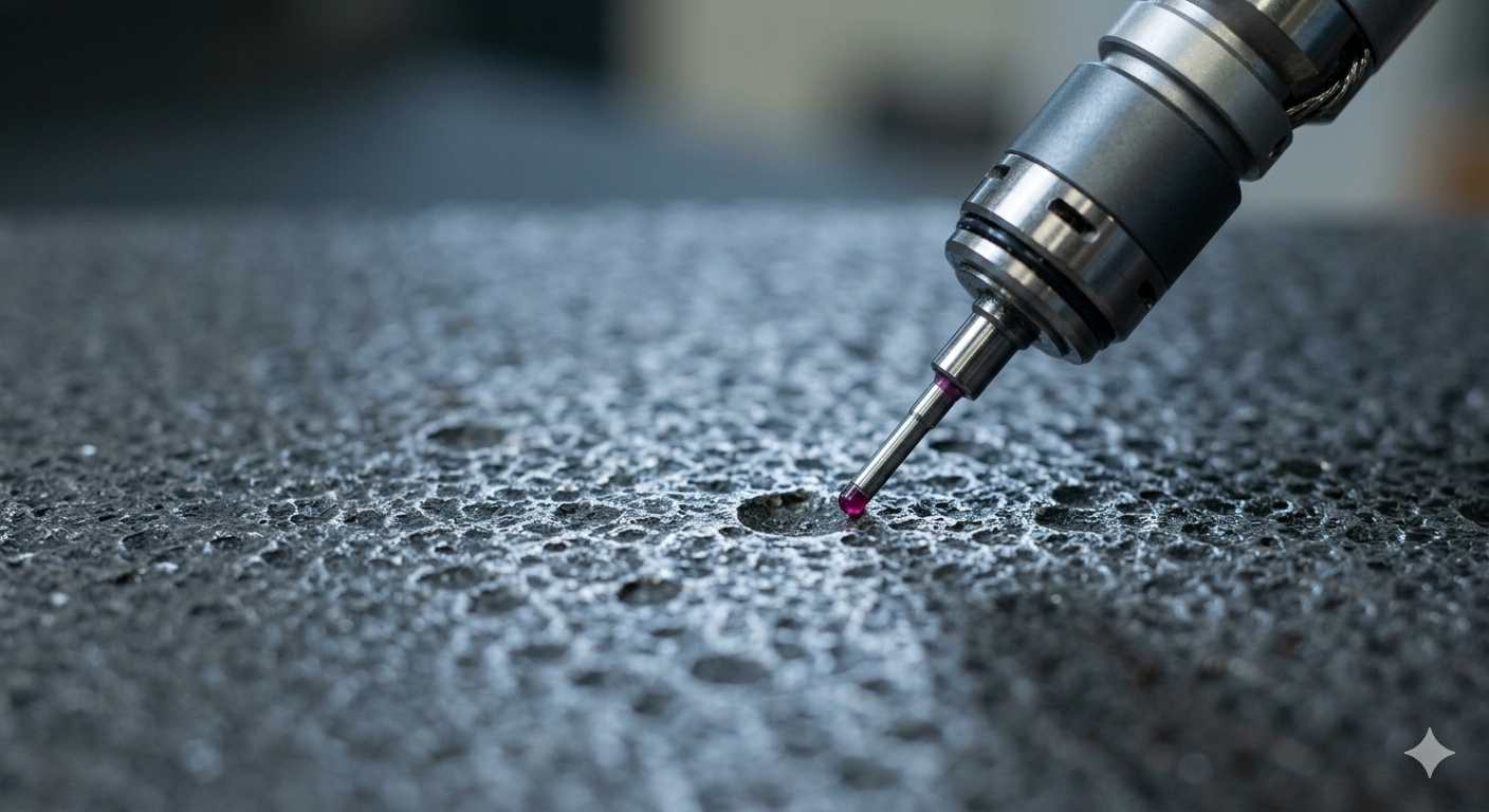 EDM machined surface texture being inspected