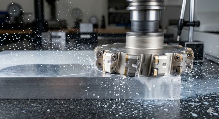 Face milling flat surface on aluminum block CNC setup