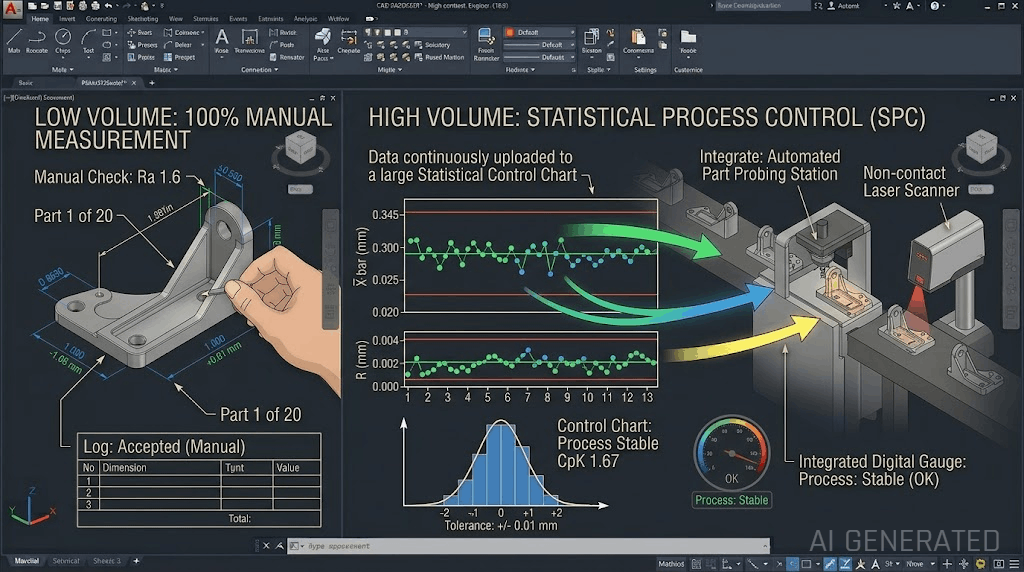Low volume manual check vs high volume SPC quality control