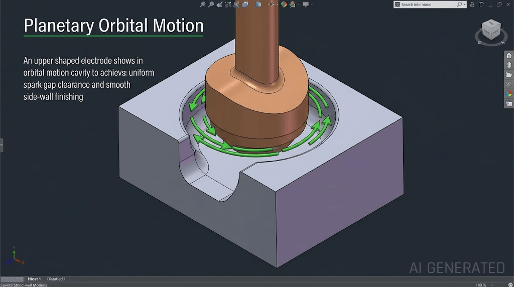 Sinker EDM orbital electrode motion in mold cavity diagram
