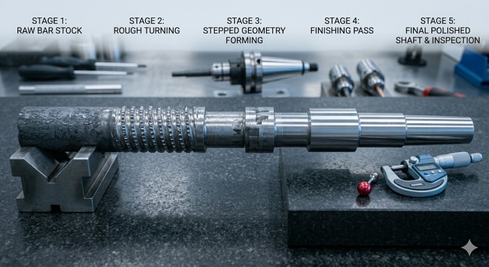 Stepped shaft manufacturing workflow
