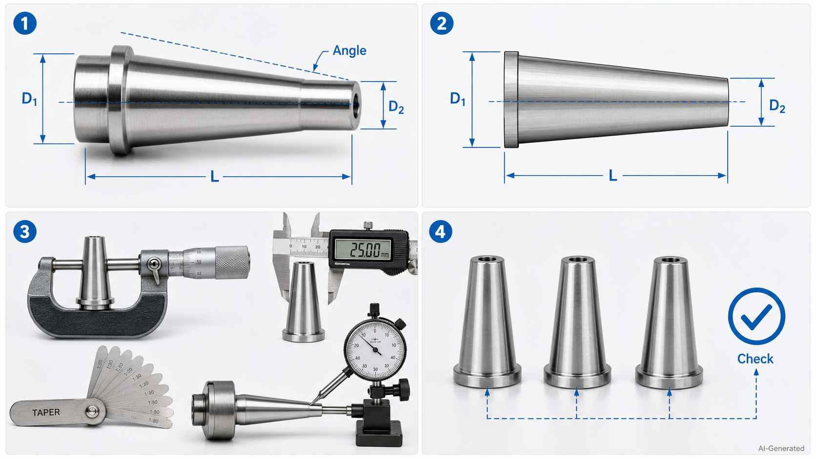 Taper angle measurement and inspection tools