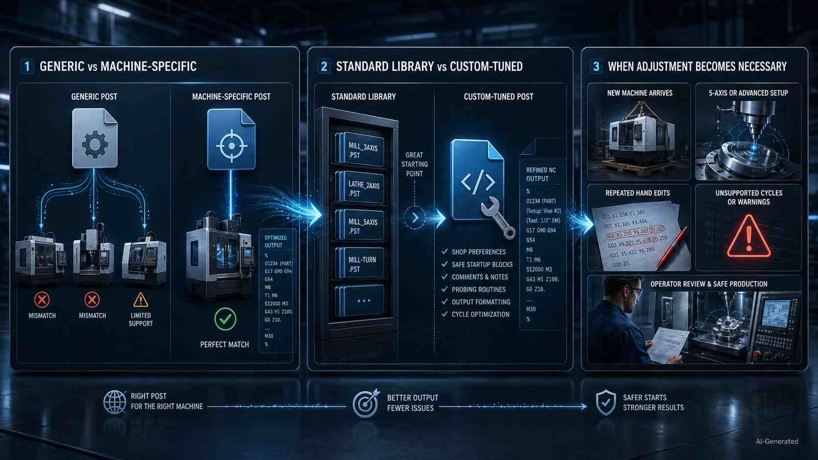Types of CNC post processors infographic