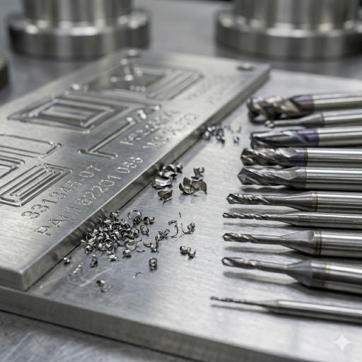 V-bits and micro end mills for CNC text milling
