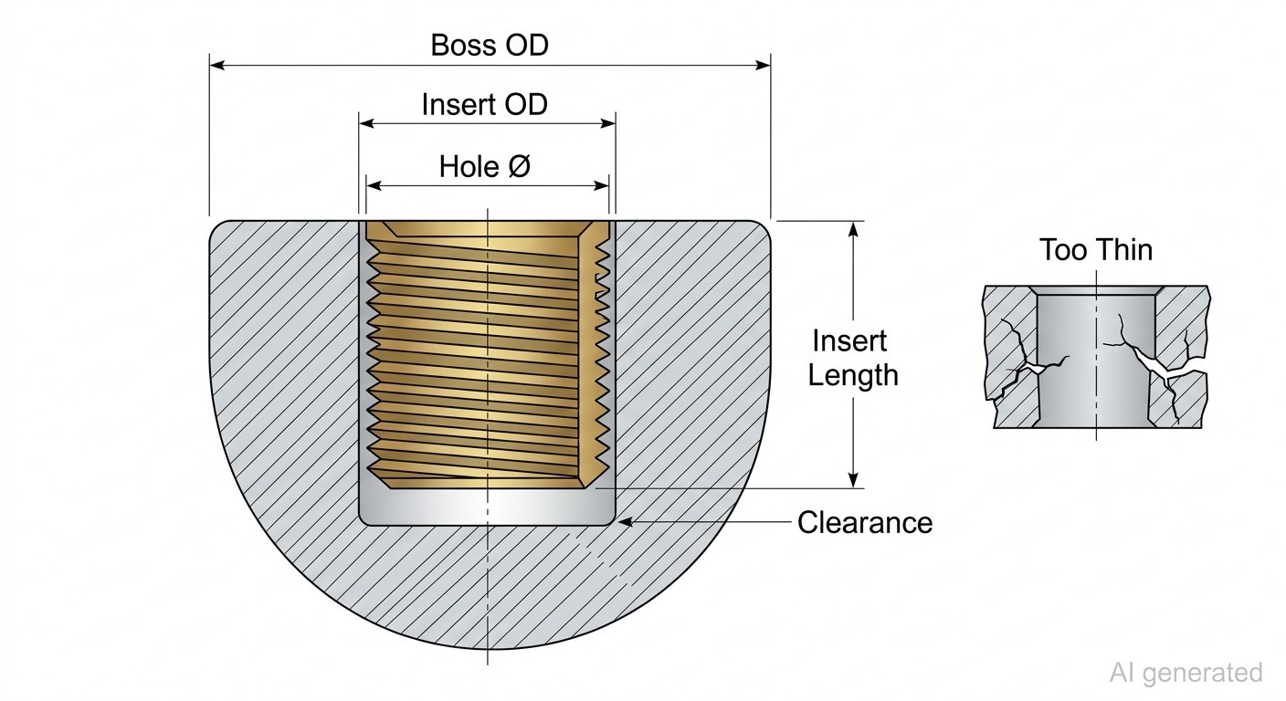 brass threaded insert in plastic boss