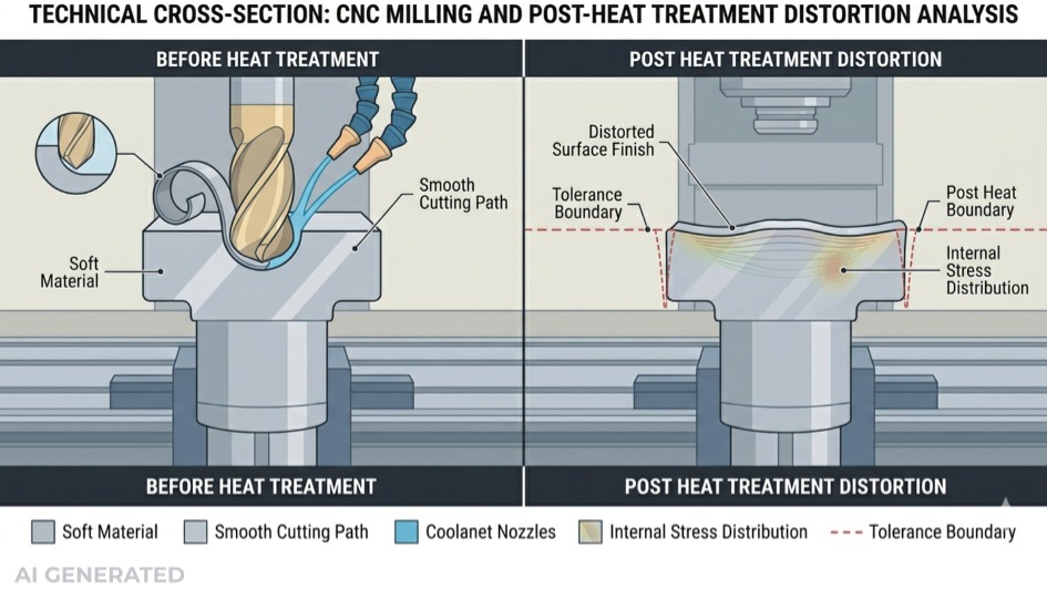 Metal cutting before and after heat treatment diagram