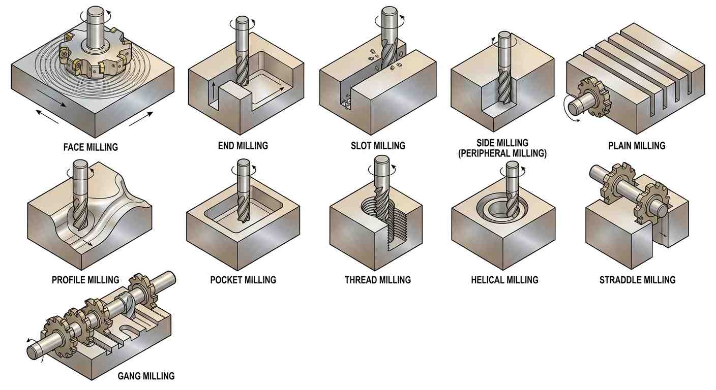 diagram comparing different types of milling operations