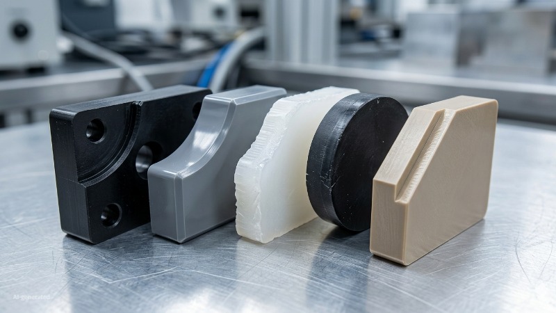 machined thermoplastic material samples