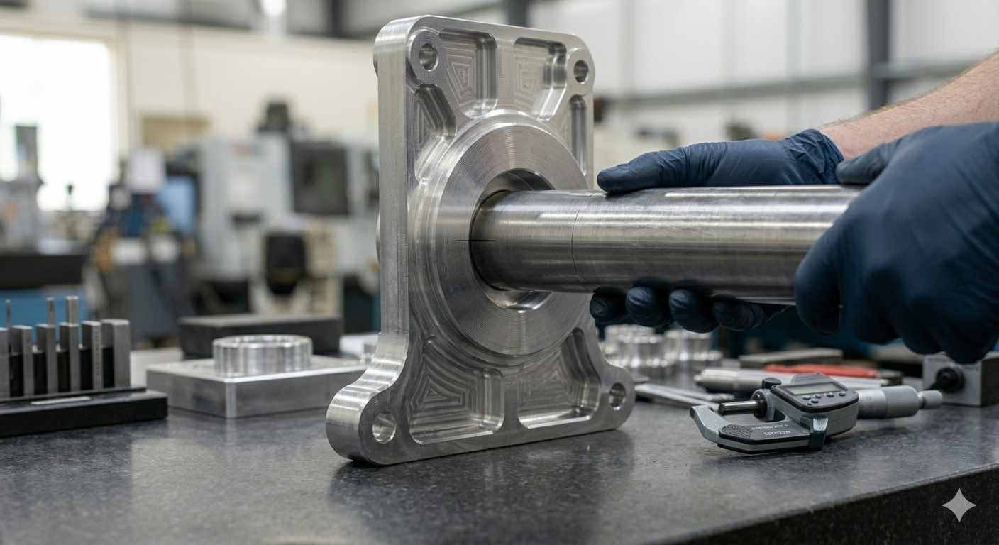 shaft being test fitted into bore during slip fit inspection