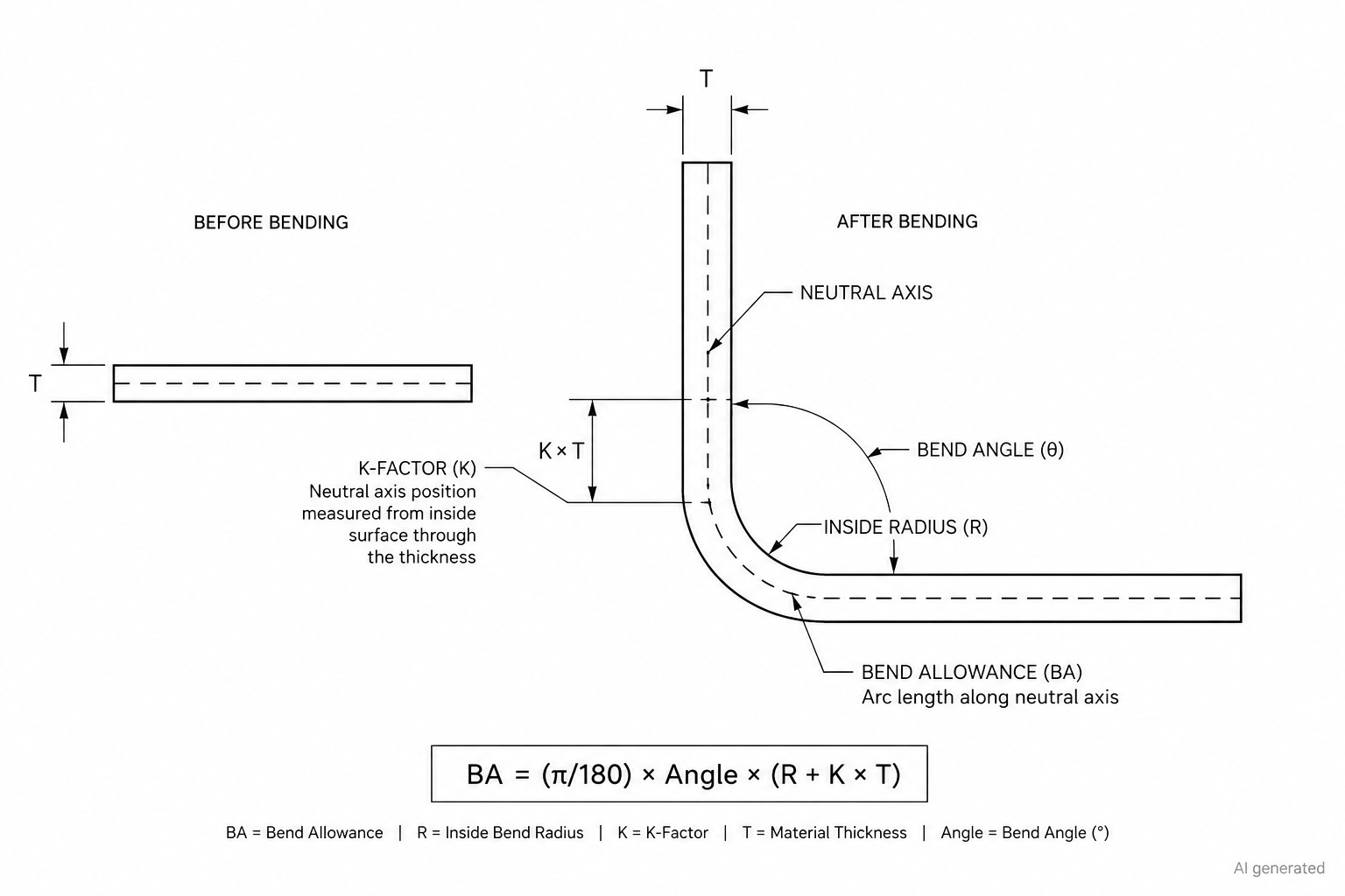 Bend allowance & K factor diagram