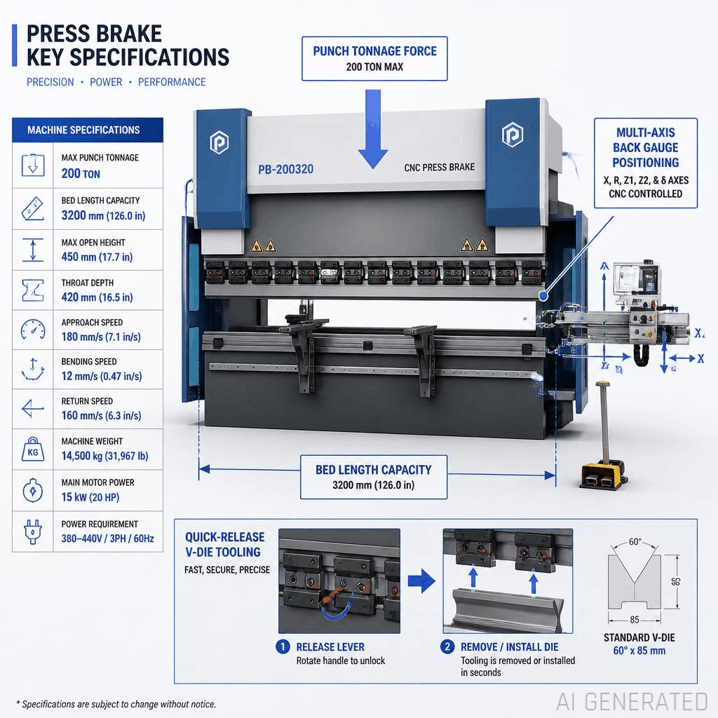 CNC press brake back gauge positioning sheet metal for bend