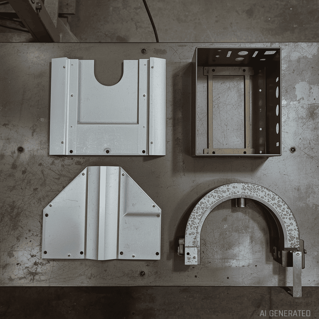 Collection of fabricated sheet metal parts and enclosure