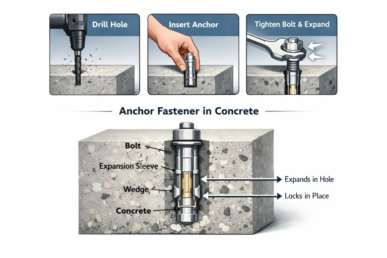 Explaining installation and working of anchor fasteners