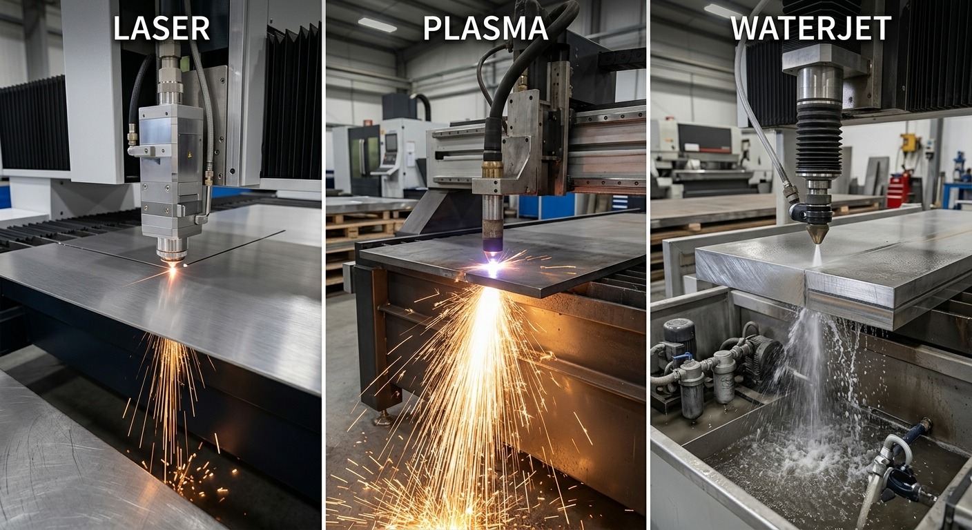Laser, plasma, and waterjet cutting comparison