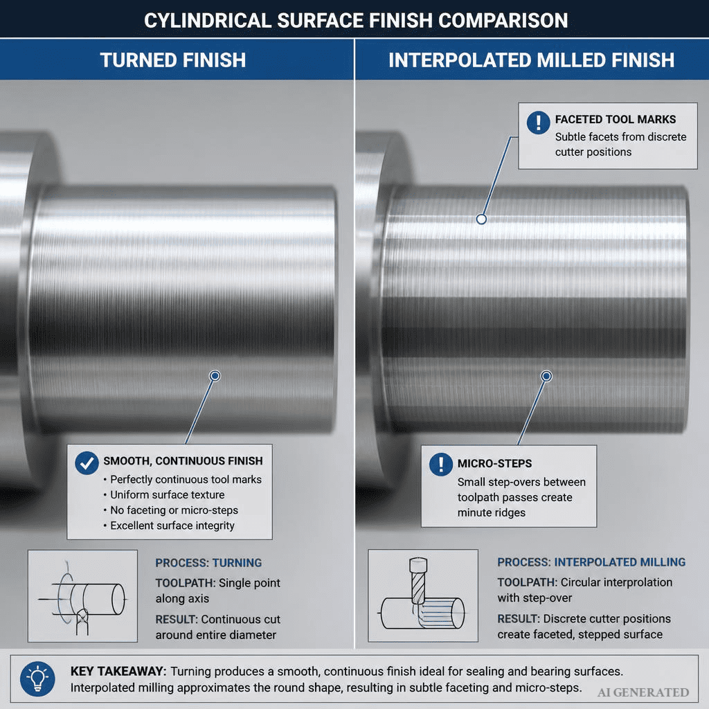 Surface finish comparison turned vs milled