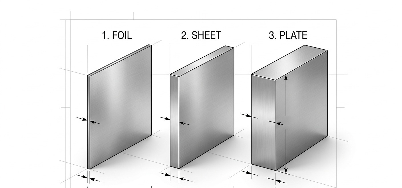 difference between metal foil, sheet, and plate