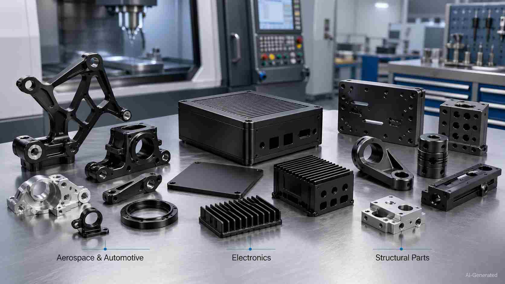Black anodized CNC parts for industrial applications