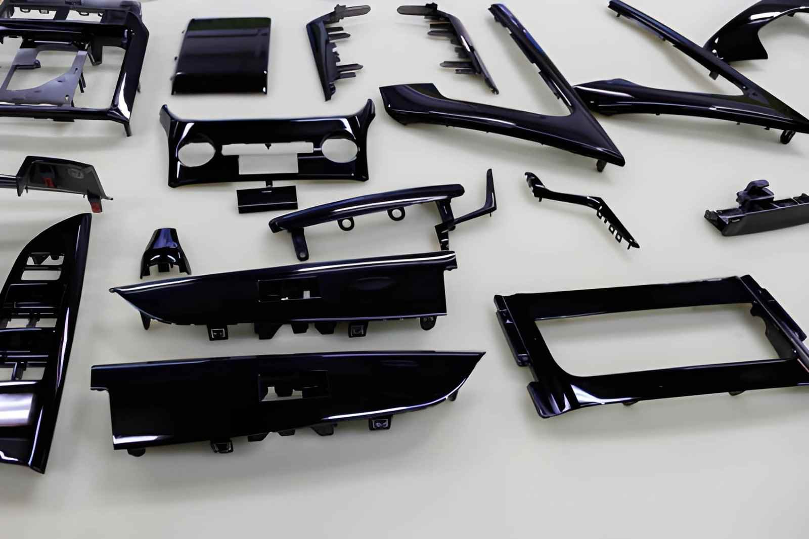 Car interior trim elements painted in a glossy color