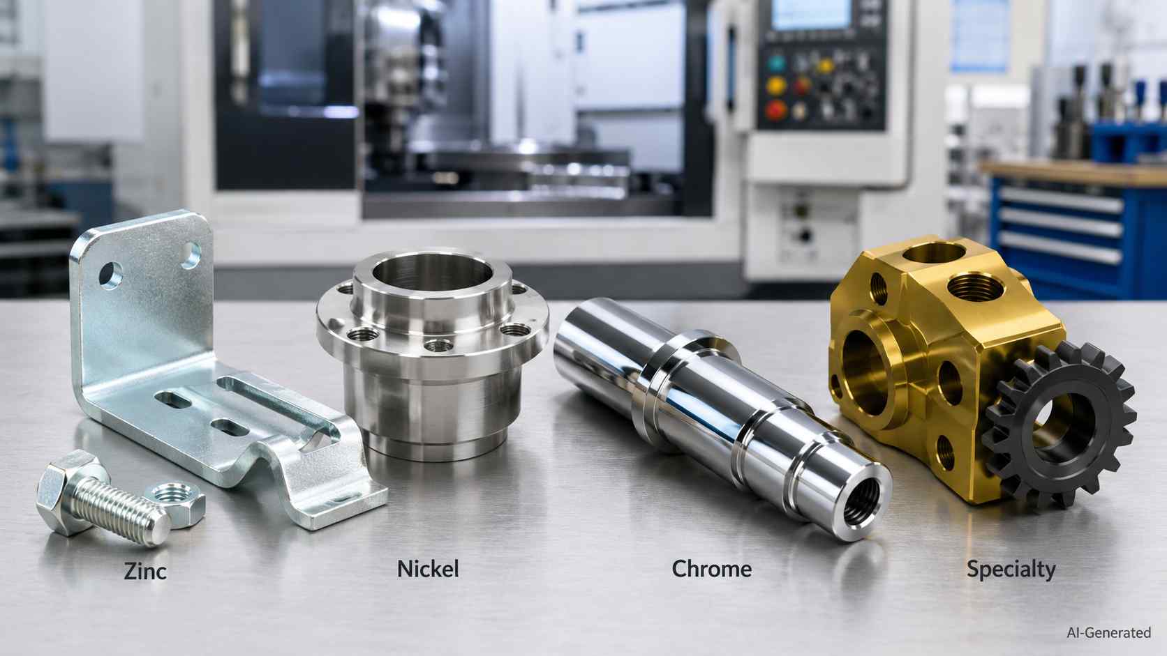 Common CNC metal plating types on machined components