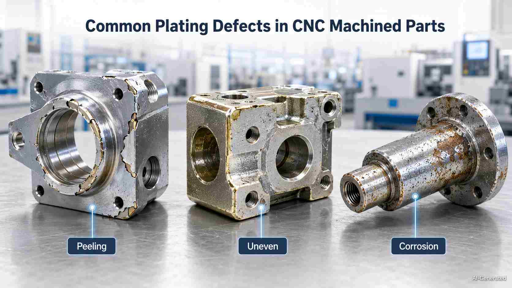 Common plating defects on CNC machined metal parts