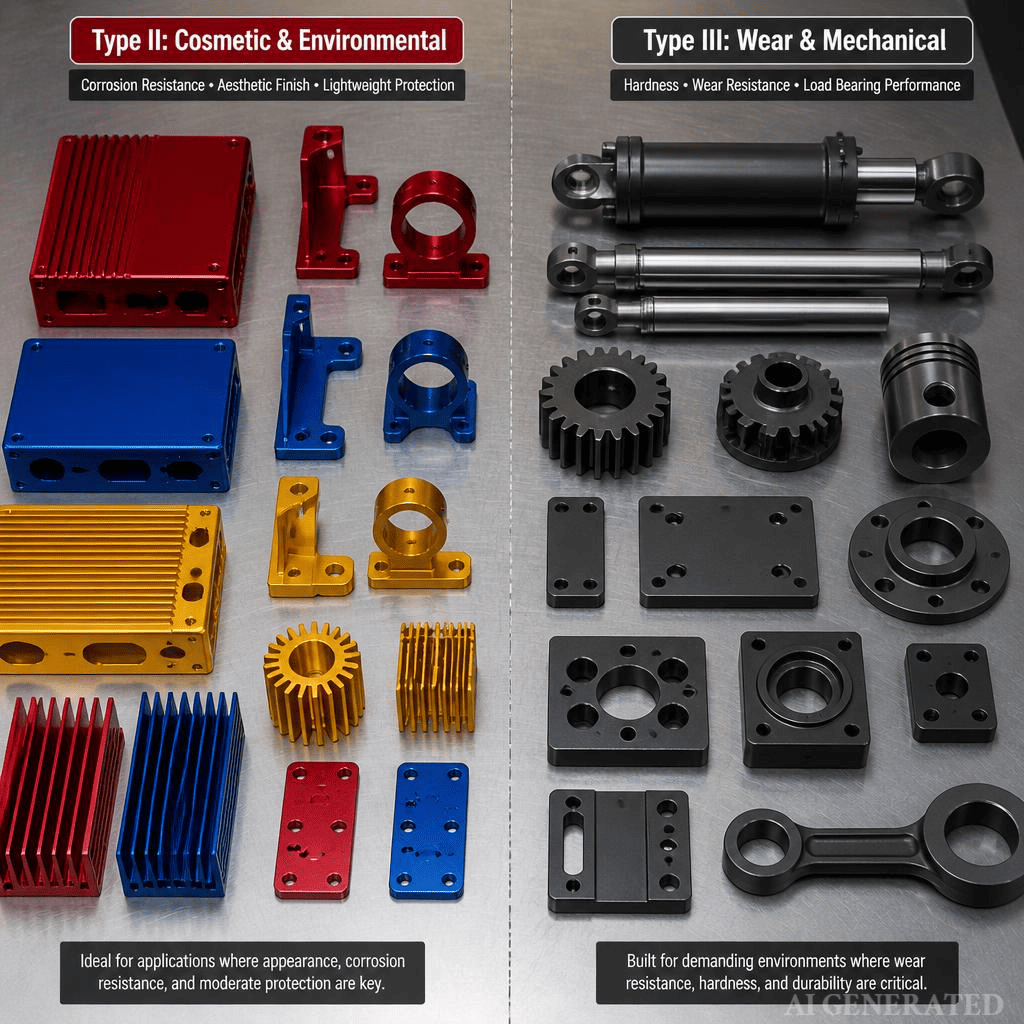 Type II color anodized vs Type III hard coat