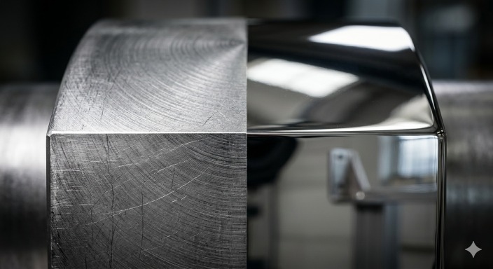 Machined vs electropolished stainless steel surface