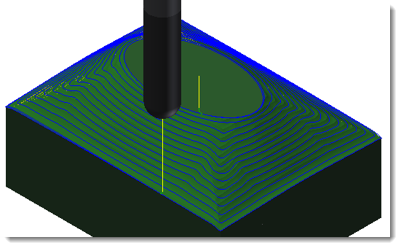 CAM toolpath illustrating stepover in CNC machining