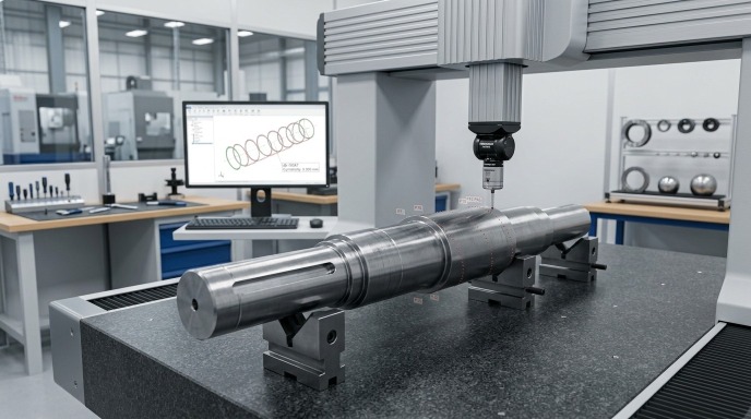 CMM measuring a cylindrical shaft