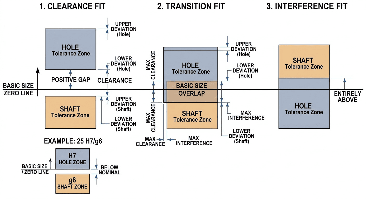 ISO 286 hole and shaft tolerance zones