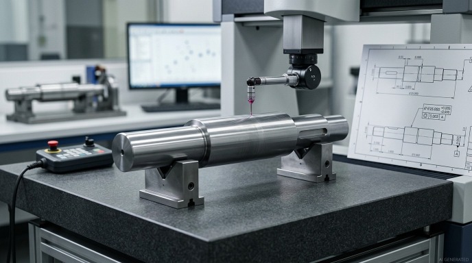 Shaft inspected for cylindricity GD&T with CMM
