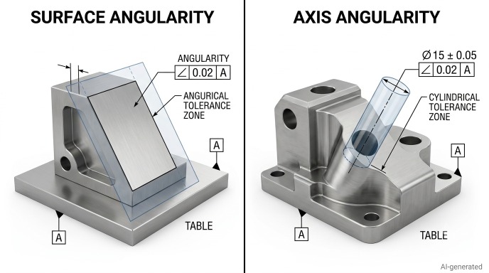 Surface vs axis angularity zones
