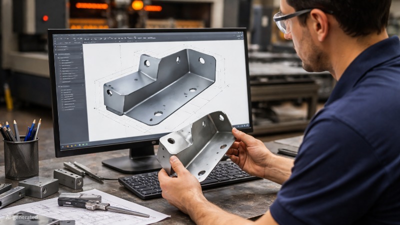 Engineer reviewing CAD model