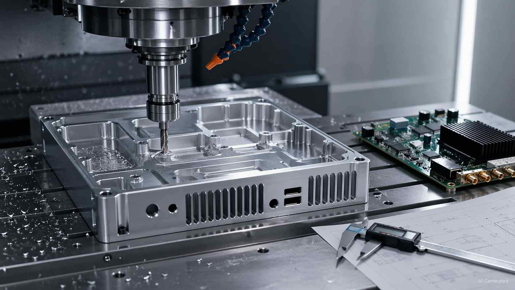 CNC milling of an aluminum electronics enclosure