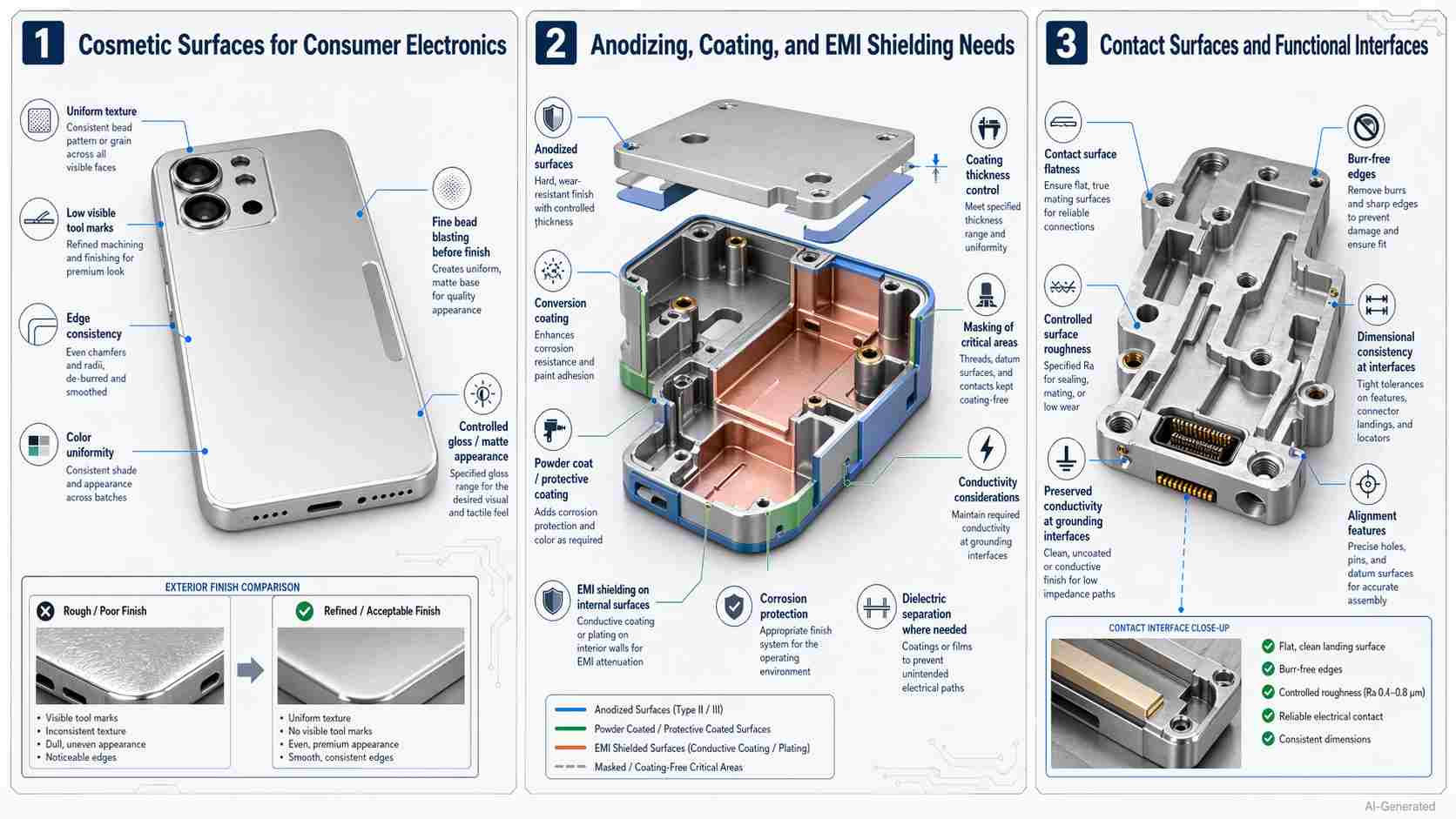 Surface finish requirements for CNC electronics